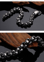 Vente chaude rétro européenne et américaine en acier inoxydable chaîne cubaine bijoux titane acier tête de mort Bracelet pour hommes