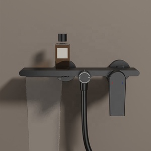 Robinet de baignoire et de <span class=keywords><strong>douche</strong></span> de luxe à 3 trous en laiton noir mat, mitigeur <span class=keywords><strong>eau</strong></span> chaude et froide avec cartouche céramique pour hôtels et usage domestique - Product Image 4