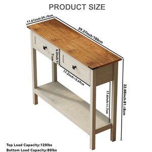 Tables consoles multiples de style farmhouse avec 2 tiroirs et étagère de rangement inférieure pour <span class=keywords><strong>entrée</strong></span> et couloir, MOQ 200 - Product Image 3