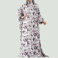 Jilbab Hijab 2 Pièces Femme Abaya Coton Capuche Fleurie Décontractée Manches Longues Gland Musulmane Saoudienne Prière Kaftan Robe Orientale