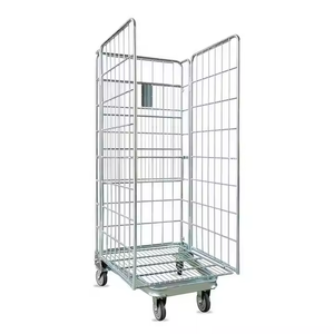 500 किलोग्राम लोडिंग क्षमता सुपरमार्केट भंडारण रोलिंग पिंजरे लॉन्ड्री रूम टर्नओवर रोल कंटेनर ढके रोल कंटेनर ढही रोल ट्रॉली पिंजरे - Product Image 4