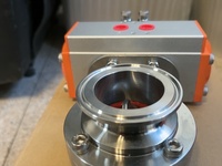 Vanne papillon sanitaire à double action DIN 2 voies à raccord Tri-Clamp avec actionneur pneumatique pour le traitement pharmaceutique des boissons et du lait