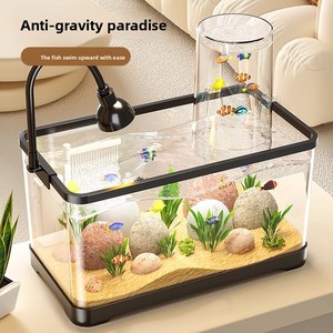 Innovador Acuario de Presión Negativa Redondo y Cuadrado, Tanque de Plástico Pequeño <span class=keywords><strong>a</strong></span> Mediano con Decoración Ecológica para Sala de Estar y Decoración del Hogar - Product Image 4