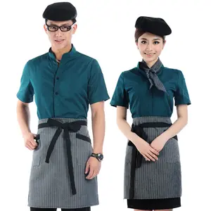 Best selling items restaurant uniform waiter fashion overalls coffee shop with custom logo
