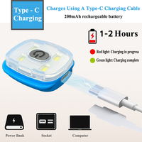 Módulo de Luz LED Recargable por USB, Extraíble, para Gorro de Punto, Cuatro LED, Carcasa de Plástico, Repuesto, para Camping, Senderismo, Correr
