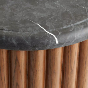 Mesa de Noche de Madera Natural Personalizada, Estilo Minimalista, con Cubierta de Mármol, Mueble para Dormitorio de Hotel, Estructura de Madera - Product Image 4