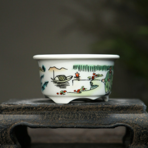 Maceta pequeña de cerámica pintada a mano con decoración de escena tradicional china para plantas de interior y jardines. - Product Image 2