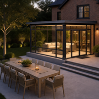 Serre de jardin personnalisée à toit en pente, véranda en verre, enclos de patio pour jardin, maison, villa, OEM ODM