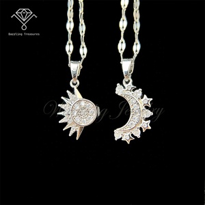 Collana Magnetica <span class=keywords><strong>Sole</strong></span> e Luna CX004 di Wantong Jewelry, Placcata in <span class=keywords><strong>Oro</strong></span> 18K, alla Moda per Coppie, Catene Eleganti con Ciondolo - Product Image 4