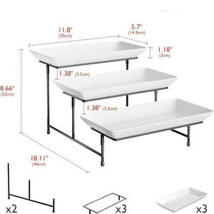 <span class=keywords><strong>Alzata</strong></span> per Torte a 3 Piani, Vassoi di Servizio in Metallo, Piatti in Melamina di Grado Alimentare 5A, Espositore per Dolci e Dessert per Eventi e Hotel - Product Image 5