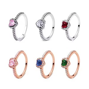 Anillos Originales de Plata de Ley 925 para Mujer, <span class=keywords><strong>Anillo</strong></span> de Compromiso con Corazón de Amor, <span class=keywords><strong>Anillo</strong></span> de Boda S925, Joyería de Lujo en <span class=keywords><strong>Oro</strong></span> <span class=keywords><strong>Rosa</strong></span>, Regalo - Product Image 1