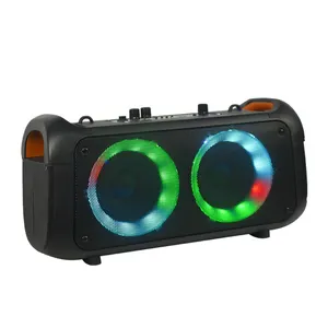 TWS迷你双4英寸低音音箱，带麦克风和派对灯便携式蓝牙无线扬声器
