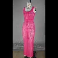 Logo personnalisé femmes Crochet plage couvrir longue robe sexy maille résille sans manches Maxi robe vêtements de plage OEM ODM fabricants