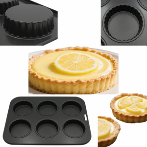 6 Cup Tart Pan, <b>Baking</b> Tart, Cake, Pastry. Non-Stick coating for cake release and easy cleaning. - Product Image 3