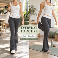 Ensemble de yoga et de fitness pour femme en coton évasé, tenue de sport en tissu recyclé noir à pois, débardeur licou de loisirs