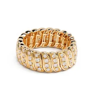 Gemnel chunky 925 gioielli artigianali effetto intrecciato l'anello piatto d'oro silhouette curva