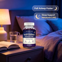 Gummies de sommeil en gros, 5 mg par gomme, véganes, pour le bien-être avant le coucher, flacon de 60 unités, marque privée OEM