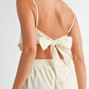 Ensemble 2 pièces sexy personnalisé OEM ODM pour femme : débardeur brodé dos nu et short - Product Image 4