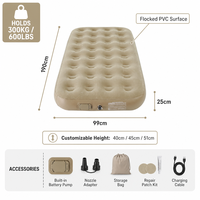 Matelas gonflable individuel 190x99x25cm avec pompe à batterie intégrée, PVC floqué, lit de camping portable, aucune alimentation électrique nécessaire
