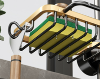 Égouttoir de cuisine en acier inoxydable 304, support de rangement à ventouse pour robinet, porte-éponge et brosse, double pliage multifonctionnel