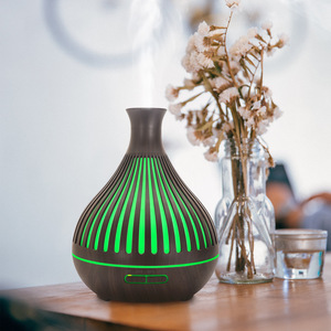 Wood Grain Aroma Diffuser 400Ml <b>Humidifier</b> With Vertical Cutout Design For Home Use - Product Image 2