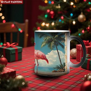 Mug personnalisé imprimé 11oz en céramique noire givrée sensible à la chaleur, tasse vierge thème festival - Product Image 2
