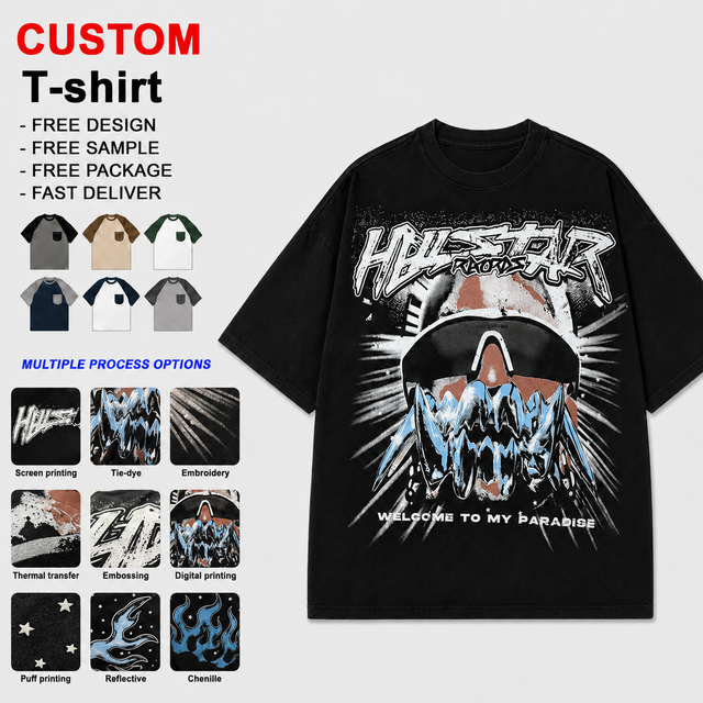 American Streetwear New Retro Character-print Summer High-street Unisex Loose-fit Casual Washed-distressed T-shirt