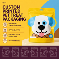 Sacs à friandises pour animaux de compagnie imprimés sur mesure, pochettes à friandises pour chiens découpées sur mesure avec forme personnalisée et fermeture à glissière pour l'emballage de nourriture pour animaux de compagnie en détail