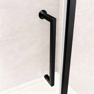 Puerta Plegable Interior de Vidrio Templado para Cuarto de Ducha, Marco de Aluminio Negro Mate, Cabina de Ducha Cuadrada de Vidrio - Product Image 3
