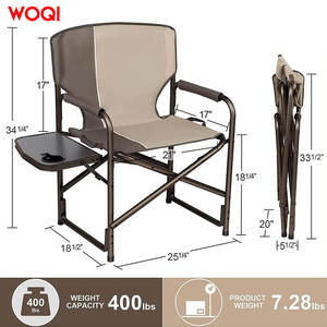 Chaise de camping pliante d'extérieur Woqi avec table latérale, structure en aluminium, tissu Oxford, chaise de directeur de jardin - Product Image 5