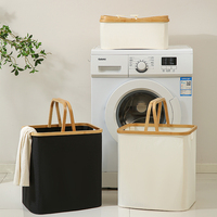 Panier à linge pliable sur mesure OEM/ODM avec poignées en bambou