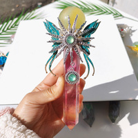 Jingfa Vente en gros de baguettes magiques en cristal naturel, améthyste, fluorite, en forme de cœur, en forme de tour, baguette de pharaon, décoration