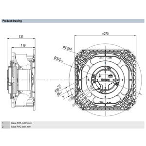 Ventiladores axiales ebmpapst VBH0225RSLFZ 8317084188 de 225 mm, 170W, 230V CA, ventiladores de aire acondicionado, ventiladores de refrigeración axiales, ventiladores para enfriadores. - Product Image 2