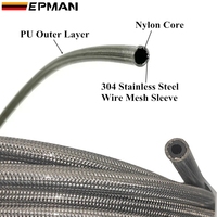 Tuyau de carburant tressé en acier inoxydable EPMAN 50M avec âme en nylon, haute pression, pour modification de voitures de course EP-SCG01