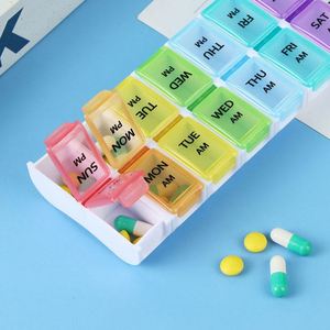 กล่องยาแบบรายสัปดาห์ 14 ช่อง แยกสี สำหรับใส่ยาเช้าและเย็น ขายดี - Product Image 4
