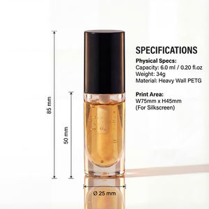 Tube <span class=keywords><strong>de</strong></span> brillant à lèvres rond à étiquette privée, noir, blanc, argent, métallique, plastique, double paroi avec applicateur épais - Product Image 5