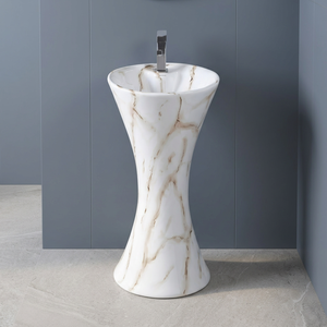 Ensemble de lavabo sur pied au design européen moderne et luxueux, sanitaires en céramique Vistaar, mitigeurs d'eau - Product Image 5
