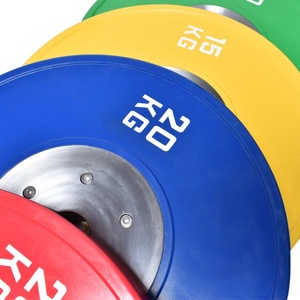 Plaques de pare-chocs de compétition d'haltères S & H en <span class=keywords><strong>KG</strong></span> & LB pour l'entraînement en force équipement d'haltérophilie coloré Gym Fitness - Product Image 3