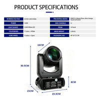 Moving-Head-Bühnenlicht mit 120W weißer LED-Quelle, 7 Farben + Weiß, 7 Gobos + Offen, 18-facetteniges Prisma