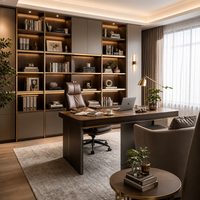 Armoire de rangement de bureau moderne en bois grainé avec bureau intégré et bibliothèque pour des espaces de travail productifs