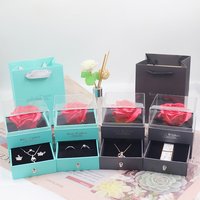 Fleur éternelle boîte acrylique transparente cadeau de saint valentin pour collier pendentif anneau stockage de doigt en matériau ABS Durable