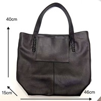 Sac fourre-tout en cuir de vachette pleine fleur souple pour femme, tissé à la main avec poche avant, grande capacité, sac à bandoulière, vente en gros OEM ODM