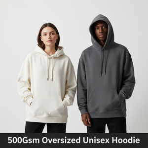 Sweat à capuche oversize d'hiver 500 GSM 100 % coton molletonné respirant unisexe, personnalisé noir brodé - Product Image 4