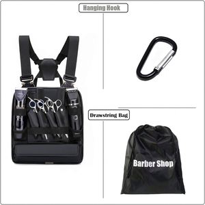 Bolsa de Herramientas Multifuncional de Cuero PVC para Peluquería Profesional, Colorida, Mediana, Negra, 27*31.5cm, con Correas para Estilistas y Peines - Product Image 4