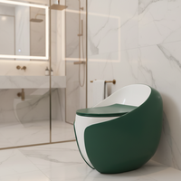Vente flash, toilettes monobloc en céramique à poser au sol, design luxueux, couleur vert foncé, chasse d'eau siphonique super rapide, forme œuf