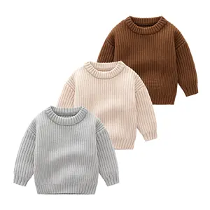 Ins Sweater rajut bayi, baju rajutan katun lembut nyaman musim dingin untuk anak laki-laki perempuan