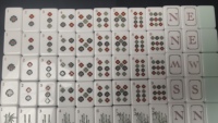 Set Mahjong Amerika 160 Ubin Akrilik Berlapis Tebal 31mm Warna Mint Ivory dengan Chip Skor