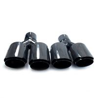 Embout d'échappement universel en fibre de carbone brillant pour voiture, double sortie en Y, en acier inoxydable noir, pour la décoration des silencieux