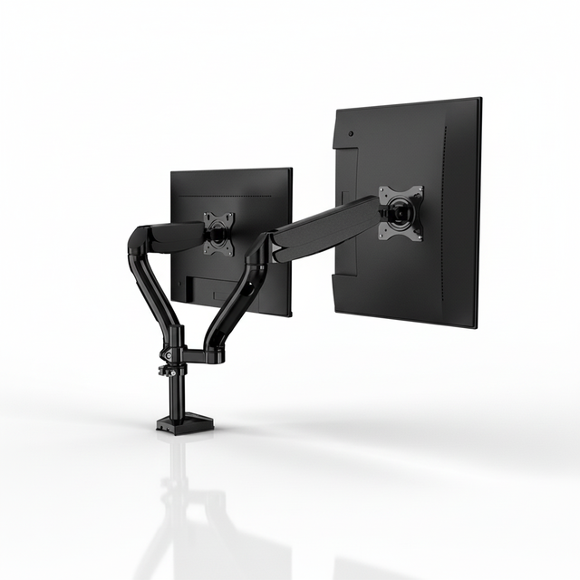Kaloc Aluminum Desk Double Dual Monitor Arm Stand 17-32 Desktop Riser Holder Soporte Monitor Brazo Load 9kg Table Monitor Mount