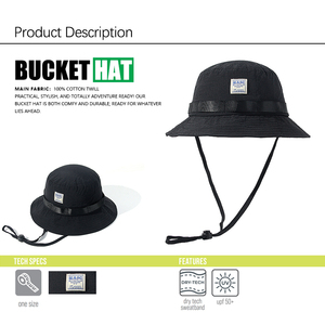 Oem personalizado campamento senderismo pescador sombrero protección UV al aire libre impermeable poliéster nailon Surf cubo Boonie sombrero con cuerda - Product Image 6